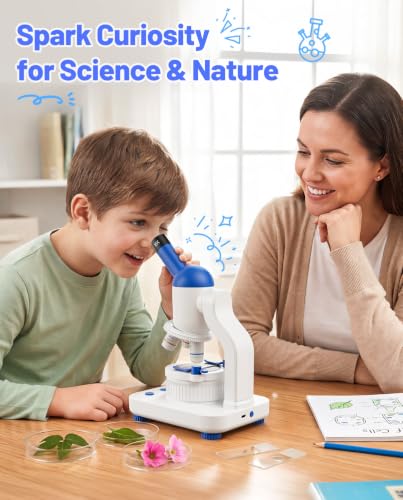 TOMLOV DM301K Microscope for Kids, 640X Educational Science Kit, STEM Toy - color: White