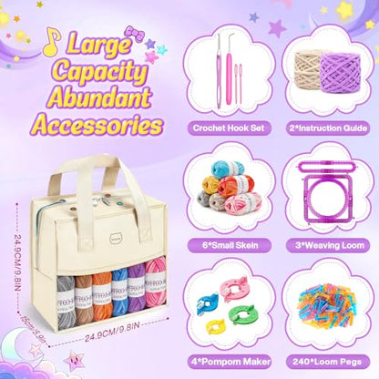 633Pcs Weaving Loom Kit with Pompom Maker, Storage Bag & Crochet Hooks
