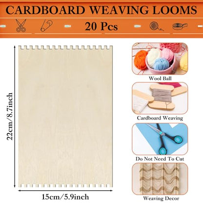 20 Pcs Beginners Wooden Loom Notched Weaving Loom Basket Weaving Tools for Kids Adult Art Craft Activity Jewelry Motor Skills Crochet Knitting Sewing Teaching Educational