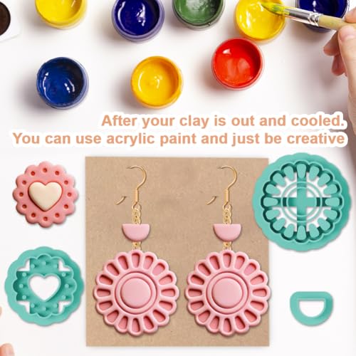 15 Pcs Cookie Shape Polymer Clay Cutters Set Bakery Pattern Clay Cutters for Earrings Making Jewelry DIY Crafts, Geometric Clay Cutting Tools - style: Cookie Shape