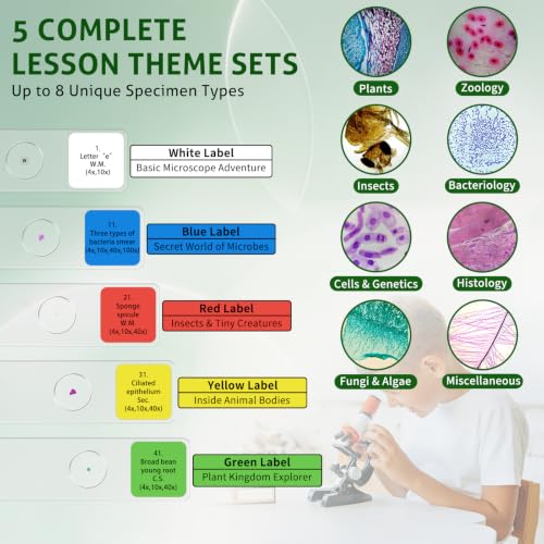 50 PCS Prepared Microscope Slides with Specimens Biology STEM Kit