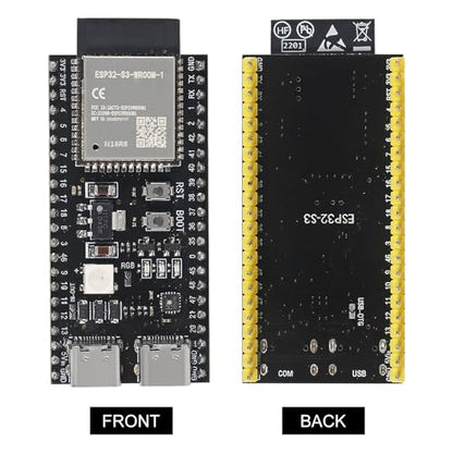 2Sets ESP32 S3 Development Board 2.4G WiFi BT Module Internet of Things ESP32-S3-WROOM-1 N16R8 MCU 44Pin 8M PSRAM with Expansion Adapter - color: 2Sets