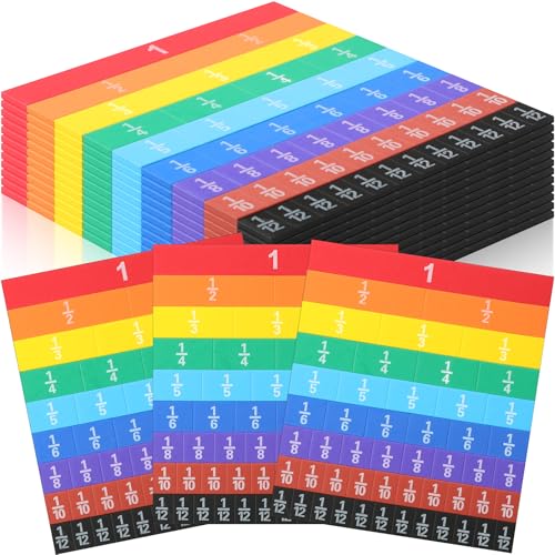 Sayglossy 12 Sets Fraction Tiles Sets for Math Fraction Manipulatives Montessori Math Materials EVA Foam Algebra Tiles Games for Classroom Teaching Aids, Homeschool Supplies