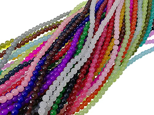 1500PCS 6mm Glass Round Beads Bulk for Jewelry Making - size: 6mm Mixed