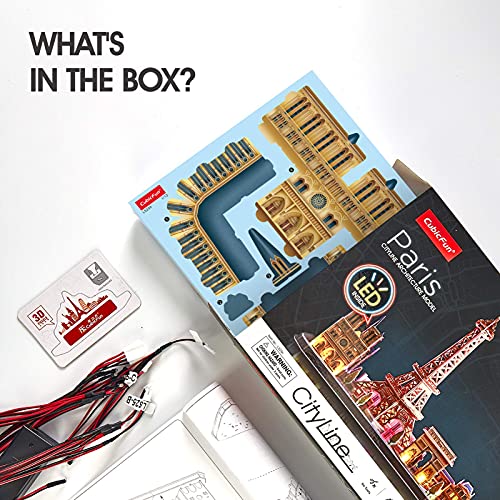 CubicFun Paris City Line LED 3D Puzzle Kit for Kids Ages 8-12 - style: 5 LED Paris Cityline