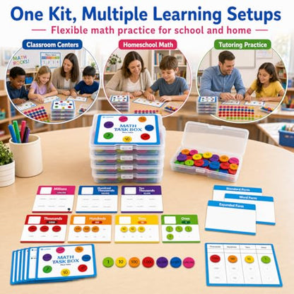 Math Task Box Place Value Manipulative Set, 5 Boxes Packs