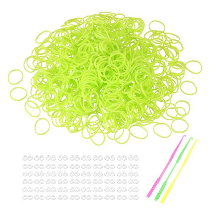 MECCANIXITY 1800 Pcs Loom Rubber Bands Kit with 75 Pcs S-Clips 3-Hooks Rubber Bands Refill Bracelet Making Kits for Weaving DIY Handcrafts Gift, Fluorescent Yellow - color: Fluorescent Yellow