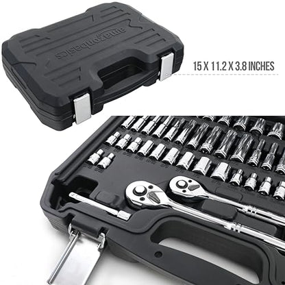 Amazon Basics Mechanic's Tool Socket Set With Case, 123-Piece - size: 123 Piece