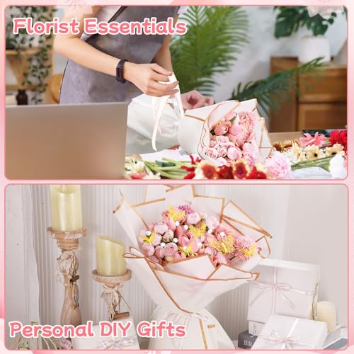 woric 93 Pcs White Flower Bouquet Wrapping Paper Kits - color: White