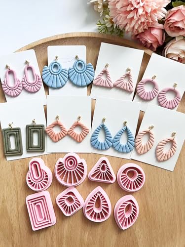 Geometric Polymer Clay Cutters, 8PCS Geometric Clay Tools for Jewelry Making, Precision Layered Earring Cutters for DIY Minimalist Earrings, Crafts, Small Business Supplies