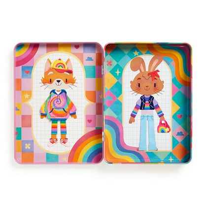 Mudpuppy - Rainbow Fashion Magnetic Tin Play Set for Kids