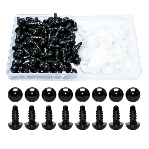 ARTCXC 50pcs 12mm Solid Black Safety Eyes for DIY Crochet Amigurumi - size: 12mm
