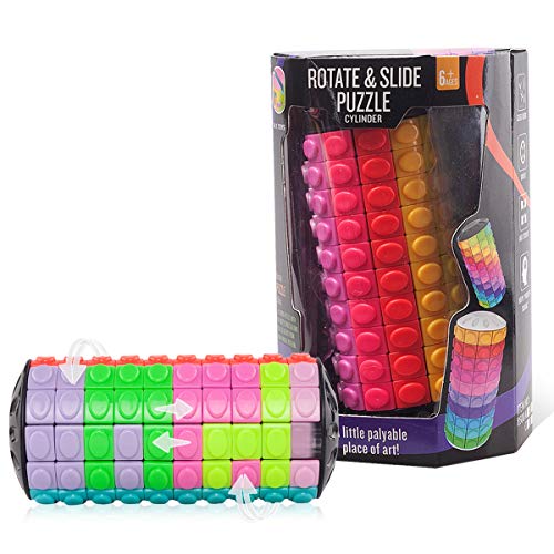 R.Y.TOYS Rotate and Slide Puzzle-Design Patent,Fidget Toys(Restore Order/Create Patterns) 12 Colors,10 Layers-Open Cover for Quick Play,Brain Teaser,Sensory Toys,Birthday Gifts,Easter Basket Stuffers - color: 12 Colors X 10 Layers