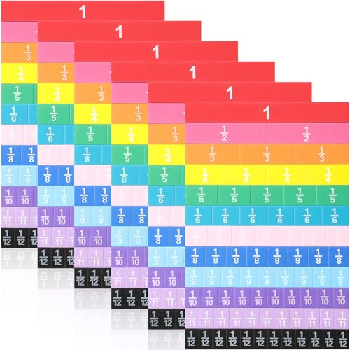 6 Sets Fraction Tiles, Math Manipulatives for Classroom, Vivid Color - color: Vivid Color