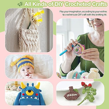 Katech Crochet Hooks Set with Case, 73-Piece Crochet Hooks Kit Knitting Accessories Ergonomic Aluminum Alloy Crochet Hook Colorful Crochet Needles for Making Socks, Gloves, Bag, Hat, Sweaters - color: Flowers Pattern