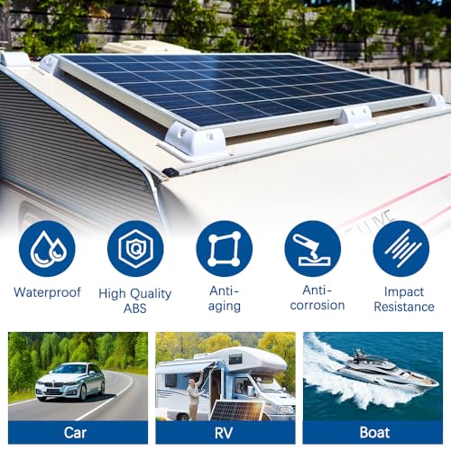 4pcs Solar Panel Mounting Brackets Kit, Dill-Free, UV Resistant, for RV, Truck, Camper, Boat (4 pcs Corner mounting Brackets, White)