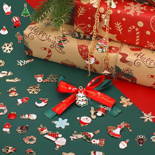 SANNIX 110Pcs 55 Pairs Christmas Charms Gold Enamel Jewelry Charms Bulk - style: Christmas Charms-55 Pairs