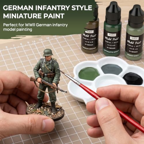 Nicpro 10 Colors WWII German Infantry Model Paint Set, 20ml Military Figure - style: WWII German Infantry