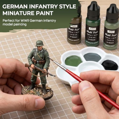 Nicpro 10 Colors WWII German Infantry Model Paint Set, 20ml Military Figure - style: WWII German Infantry