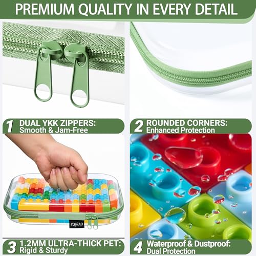 YQBRAO 3-Piece Clear Hard Shell Zipper Case Set, 1M 2S, Green - color: Green, size: MSS