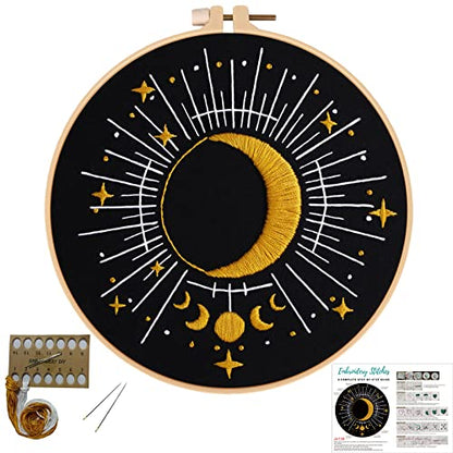Louise Maelys Tarot Moon Embroidery Kit for Beginners Starry DIY Set - color: kit-3