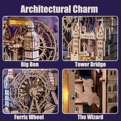 ROKR 3D Wooden Marble Run Puzzle for Adults, London Themed Mechanical Model Building Kits, 431 Pcs DIY Construction Toy, Brain Teaser Gift for Teens & Adults