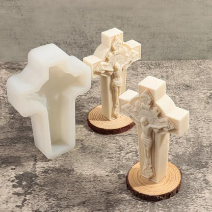 Candle Molds - Silicone Mold for Candles Making, DIY 3D Moulds for Soy Wax, Beeswax, Scented Candle, Valentine's Day Gifts (Crucifix) - color: Crucifix