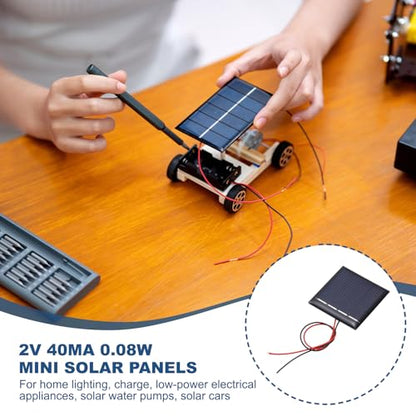 MECCANIXITY 5Pcs 2V 0.08W 40mA Mini Solar Panels with 2 Cable - style: 2V 0.08W 40mA