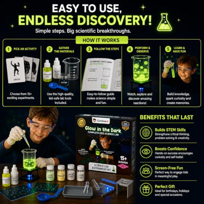 Science Experiments Kit for Kids 8-12 Years Old | Glow in the Dark