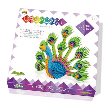 Creagami Peacock Origami Set - Large 3D Modular Paper Art Kit for Creative Exploration, Clear