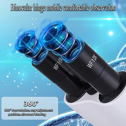 Compound Microscope，40X-2500X ，WF10x and WF25x eyepieces, Dual LED Lighting and Two-Layer Mechanical Stage，Microscope for Adults…