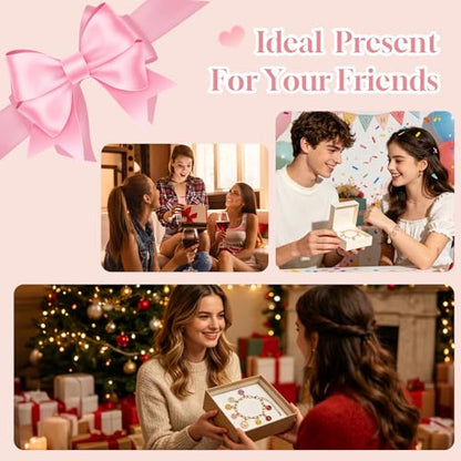 WDXIUE Friendship Bracelet Making Kit, DIY Jewelry Making Kit for Craft Night Beginners, Personalized Charms Birthday Gift with 12 Set Anti-Tarnish Chains & 78 Pcs Letters Charms
