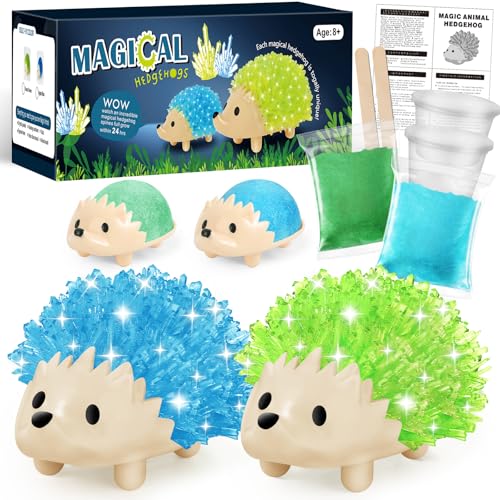 sdaymol Crystal Growing Kit for Kids - 2 Colors Hedgehog to Grow Fast in (24H),Science Experiments Learning & Educational Toys,Science Kits for Kids Age 8-12 STEM Project Gifts for Boys & Girls 6+ - color: Blue&green