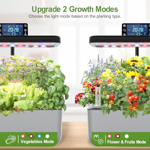 Hydroponics Growing System with Seeds, 12-Pod Indoor Herb Garden - color: silver