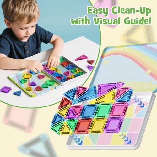Magnetic Tiles Travel Set Toddlers: 42PCS Mini Building Blocks for Planes - style: Magnetic Tiles Travel Construction Set - 42PCS