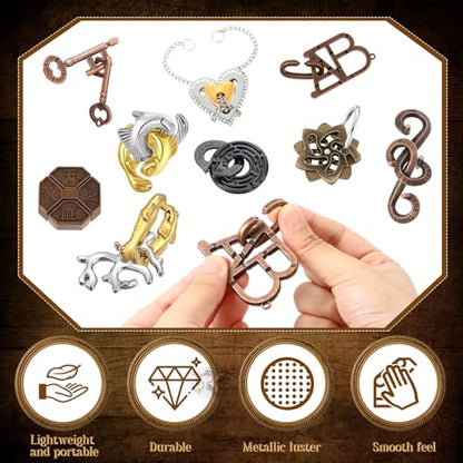 48 Pcs Metal Brain Teaser Puzzles Set for Adults, Vivid Style - style: Vivid Style
