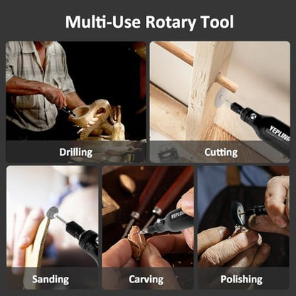 Cordless Rotary Tool, 3.7V Li-Ion 15000rpm Electric DIY Mini Polisher Kit, 72 Pieces Accessories USB Cordless Multi-Tool, Great for Nail Polishing and Light Work