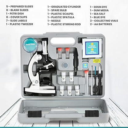 AmScope M30-ABS-KT2-W-KVB1 1200X White Metal Arm Starter Microscope Kit - style: D) Kit + Water PurificationKit