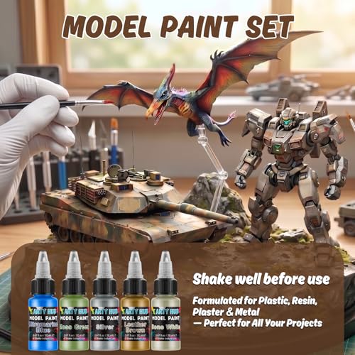 Model Paint Set, 34-Piece Miniature Painting Kit, Ready-to-Spray