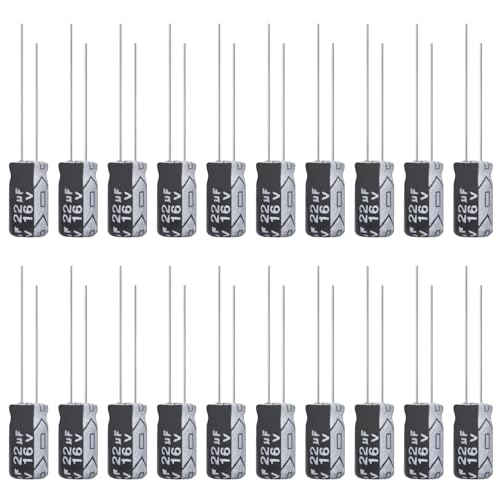 22uF 16V 4x7mm Electrolytic Capacitor 22 UF MFD 16 Volt 0.16x0.28in Aluminum Capacitors (Pack of 20) - style: 22uF 16V 4x7MM