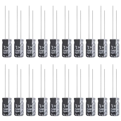22uF 16V 4x7mm Electrolytic Capacitor 22 UF MFD 16 Volt 0.16x0.28in Aluminum Capacitors (Pack of 20) - style: 22uF 16V 4x7MM