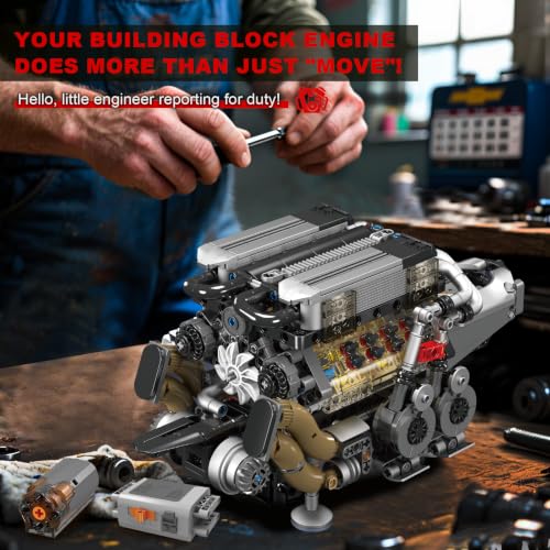 Sosuy W16 Car Engine Model Kit Mini Motor Building Blocks Set that can Runs - color: W16 Engine