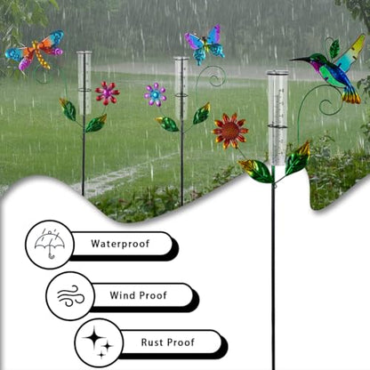 3 Pcs Rain Gauge Outdoor, 6 Inch Tube Rain Gauges - color: 3 Pcs-Hummingbird
