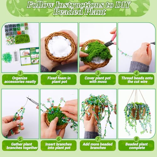 2102 Pcs Green Glass Beads with Elastic String,6mm Round Beads - color: Green D(No Pot & Foam)