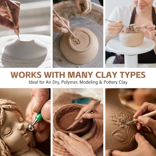 ALLVANA 42-Piece Pottery Tools, Clay Sculpting Tools with Roll-Up Bag