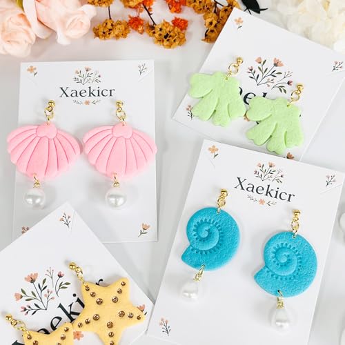 Xaekicr 4PCS Ocean Theme Polymer Clay Cutters Set – Starfish Seashell Clay Earring Cutters – Clay Tools for Polymer Clay Jewelry Making, Beach DIY Crafts Supplies - color: O color