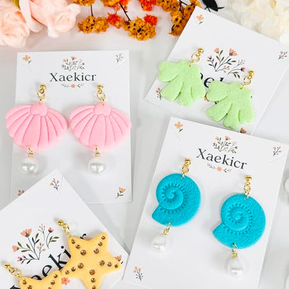 Xaekicr 4PCS Ocean Theme Polymer Clay Cutters Set – Starfish Seashell Clay Earring Cutters – Clay Tools for Polymer Clay Jewelry Making, Beach DIY Crafts Supplies - color: O color