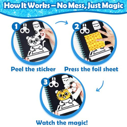 FUNNYB&G Foil Art Craft Kit for Kids, Sparkly Birthday Gift Toy for Boys - style: Happy Back to School
