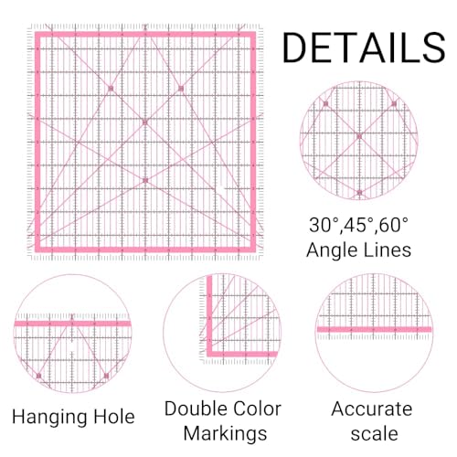 Quilting Rulers,5 Quilting Square Rulers(2.5",3.5", 5", 6", 8"),Quilting Rulers and Templates - color: Multicolored