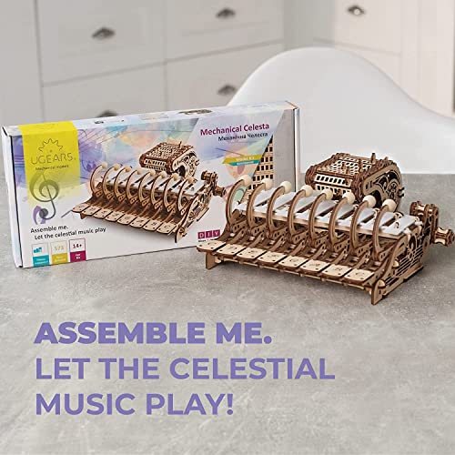UGEARS Bundles 3D Puzzles - Mechanical Celesta and Steampunk Clock -3D Puzzle Wooden 3-D Puzzles for Adults Model kit DIY Mechanical Puzzles